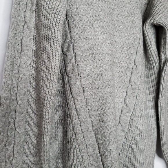 Cable Knit Turtleneck Sweater Dress M Below Knee Heather Gray Soft Girl Mia Tess - Picture 4 of 7